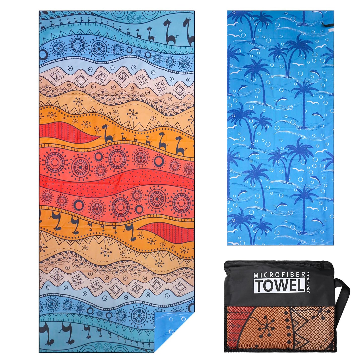 TMEOG Microfibre Beach Towels 180x80cm Extra Large Sand Free Beach Towel for Adults Compact Thin Travel Towel Women Men Lightweight Swim Pool Yoga