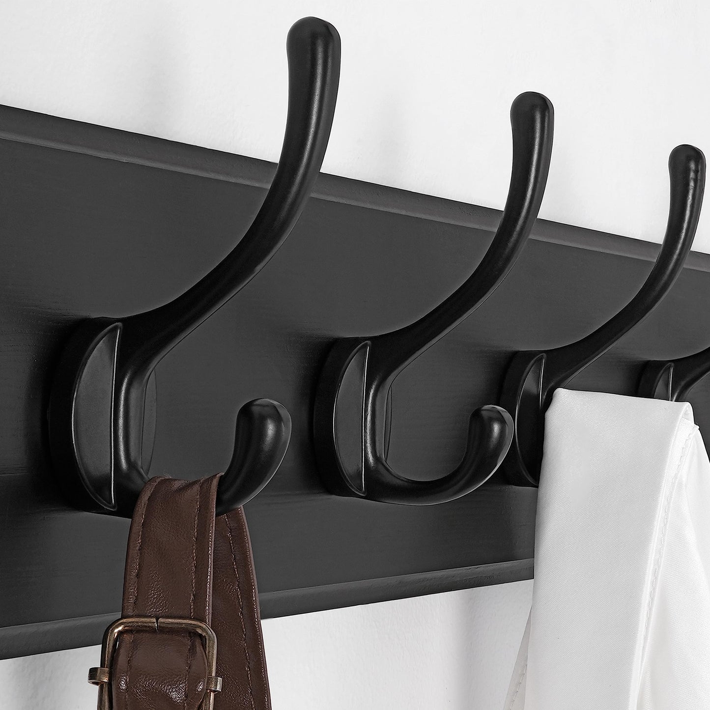 SKOLOO Farmhouse Style Wall Mounted Coat Rack, Pack of 2, Pine Solid Wood Coat Hook Hanger - 10 Hooks for Hanging Clothes Robes Towels Coats