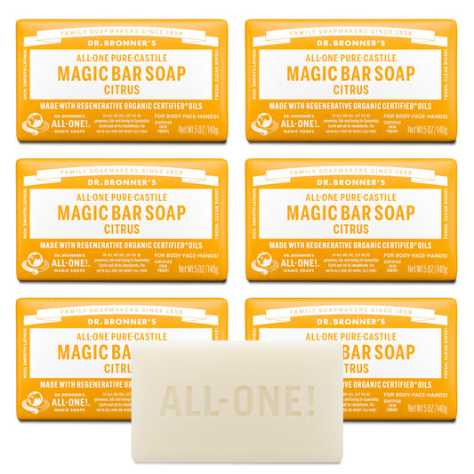 Dr. Bronner?s Pure-Castile Bar Soap ? Citrus, 5 oz, 6 Pack