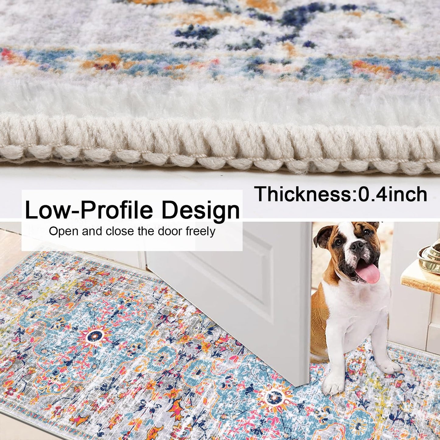 SHACOS Runner Rug for Hallways 60x240cm Modern Hall Rug Runners Non Slip Washable Carpet Runner for Kitchen Soft Bedroom Rug Low Pile Runner Rug for
