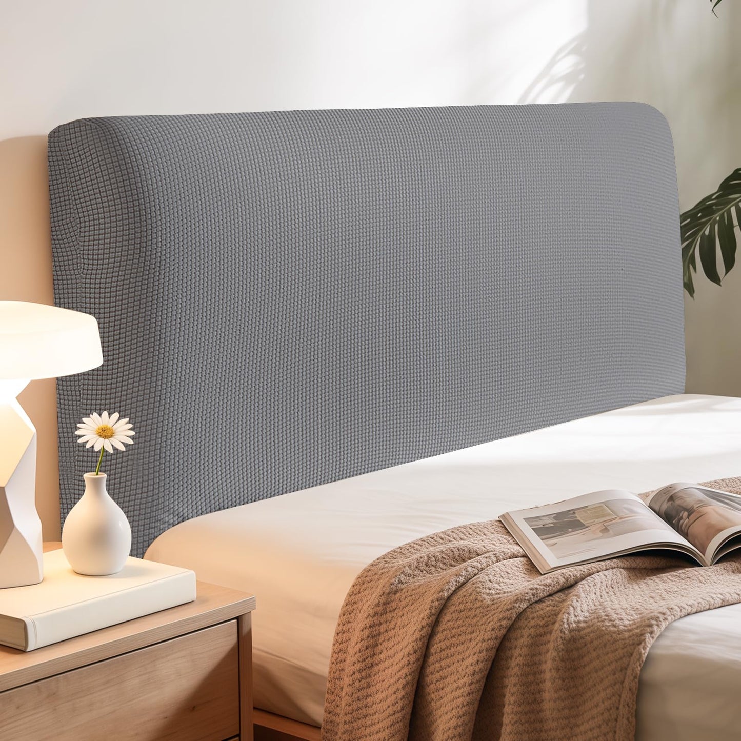 Niuoppy Bed Headboard Cover Fully Wrapped, Stretch Head Board Covers for Single Bed, Beds Headboard Protector Dustproof and Cat Scratch-proof