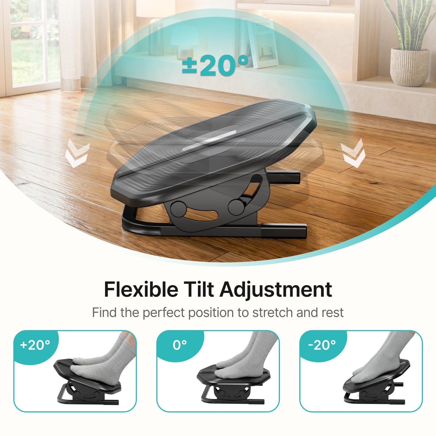 PEGZONE Footrest for Under Desk with Massage, Adjustable Tilt, Steel Base