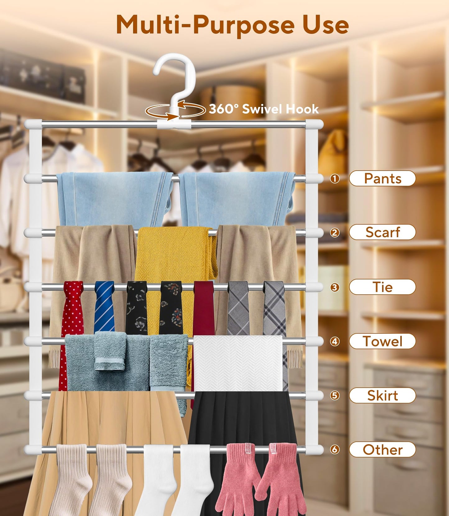 Pluvinctus 3 Pcs Trouser Hangers Space Saving, Wardrobe Storage Organiser ﻿