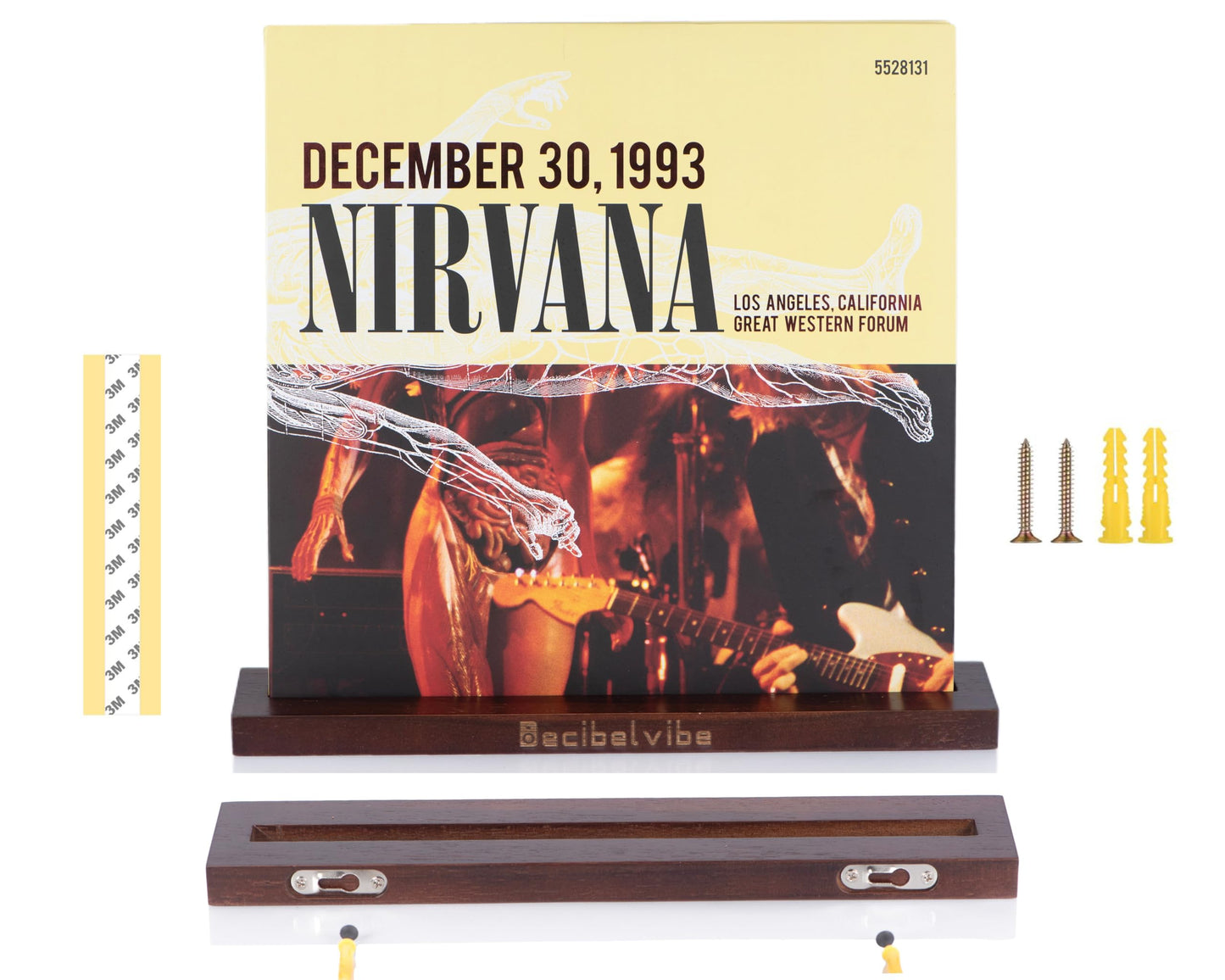 Decibelvibe Vinyl Record Shelf in Wood, Now Playing Stand, Wall Mount, to Showcase your Favorite Vinyls Record, Single and Double Vinyl Display.