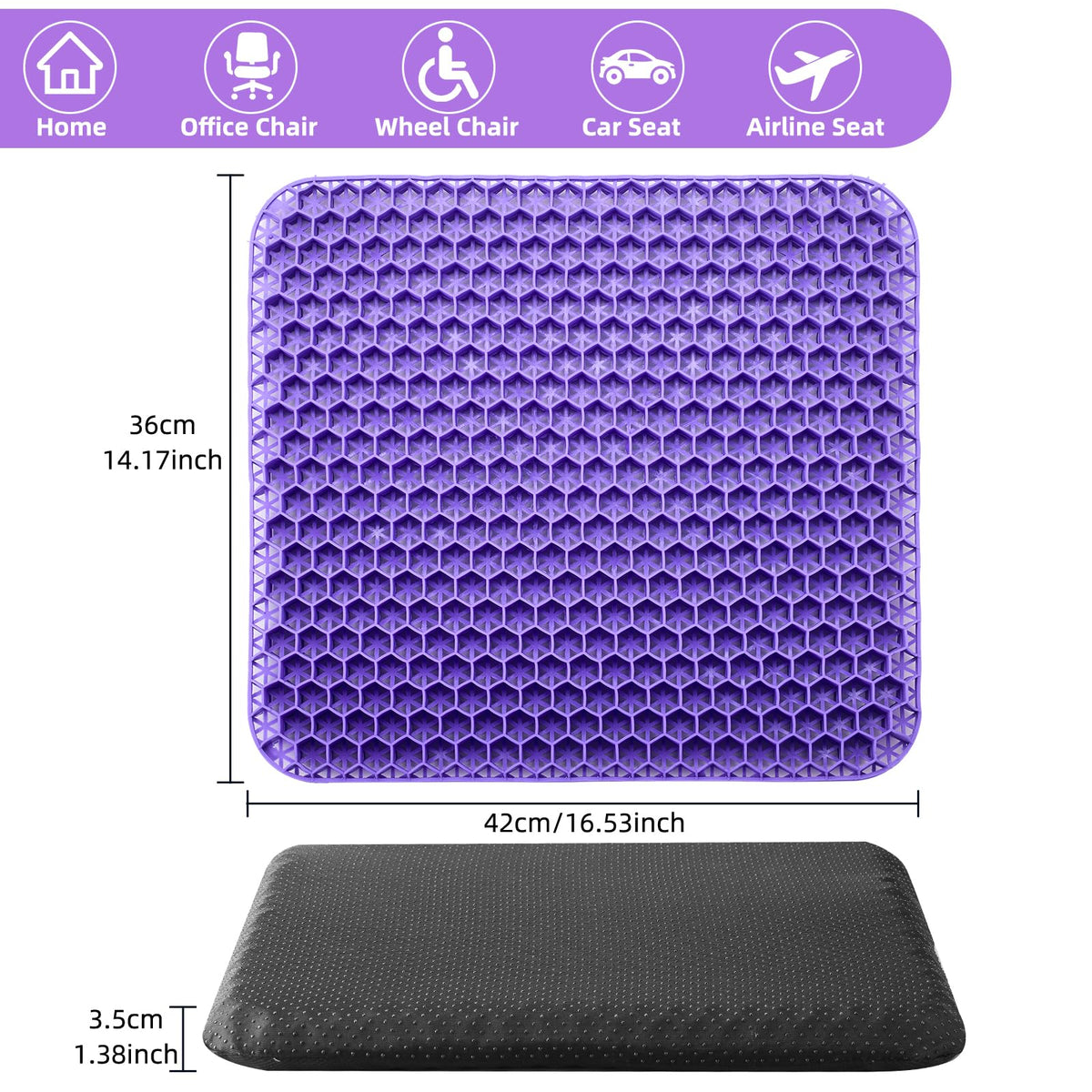 Dyserbuy Honeycomb Cushion, Orthopaedic Gel Seat Cushion for Pressure Relief, Memory Foam Cushions for Office Chairs, Car, and Wheelchair