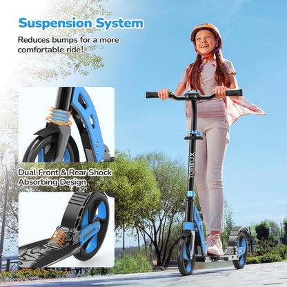 Scooter for Kids Ages 6+ Year Old, TONBUX Kids Scooter for Girls Boys Teens, Easy Folding Scooter with 200mm Big Wheels & Infinitely Height Adjustable