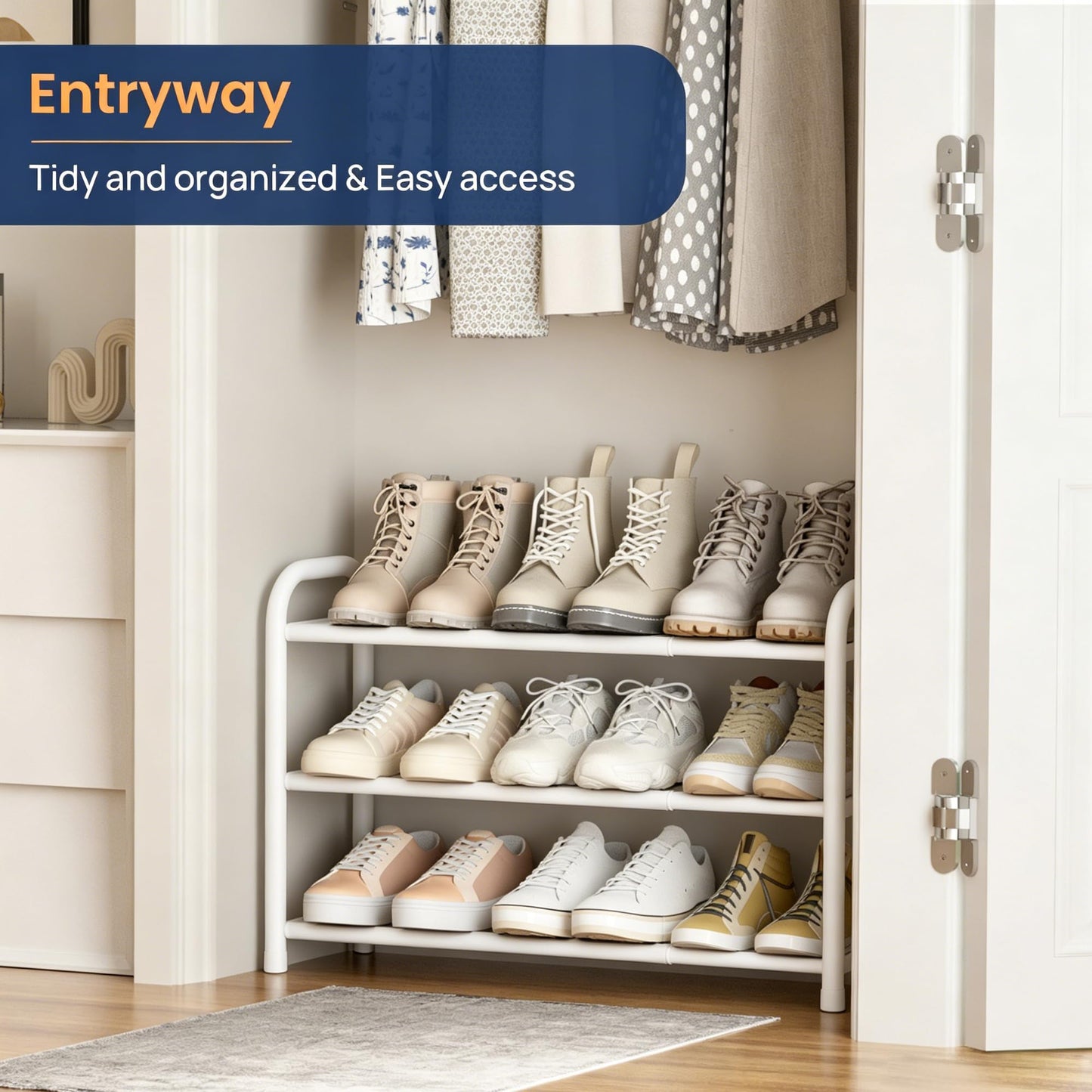 ENJOYBASICS Expandable Shoe Rack, 3 Tier Adjustable Shoe Storage Shelf