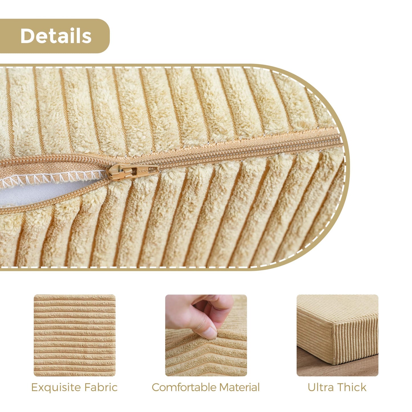 MAXYOYO Folding Corduroy Mattress, Tri Fold Floor Mattress 10cm thick with Washable Cover,Foldable in Three,Space-Saving for Guest (Camel, Double)