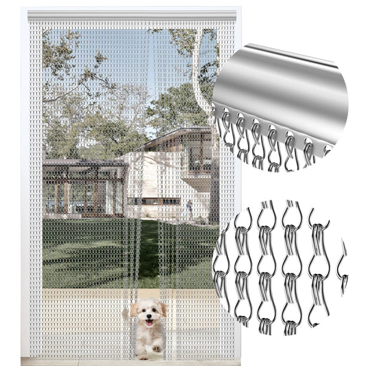 BriSunshine Premium Door Fly Chain Screens, 90 x 210cm Aluminium Chain Curtain Metal Fly Screen Curtain Insect Control for Doorways