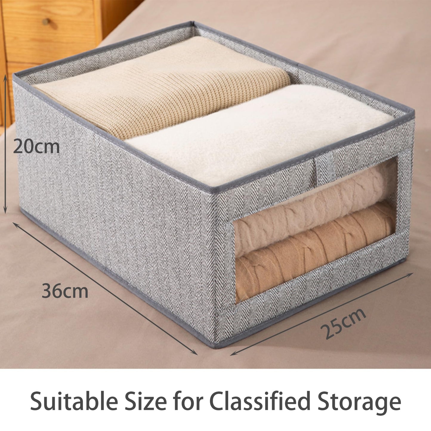 Goesort Set of 3 Clothes Storage Boxes, Wardrobe Storage Organiser Fabric Clothes Organiser