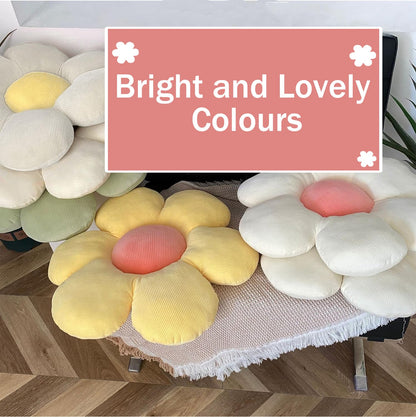 LATRAT 1 x 60 cm Flower Cushion Floor Mat Made of Decorative Cushion Chair Cushion Covers Room Decoration Plush Cushion Green & White