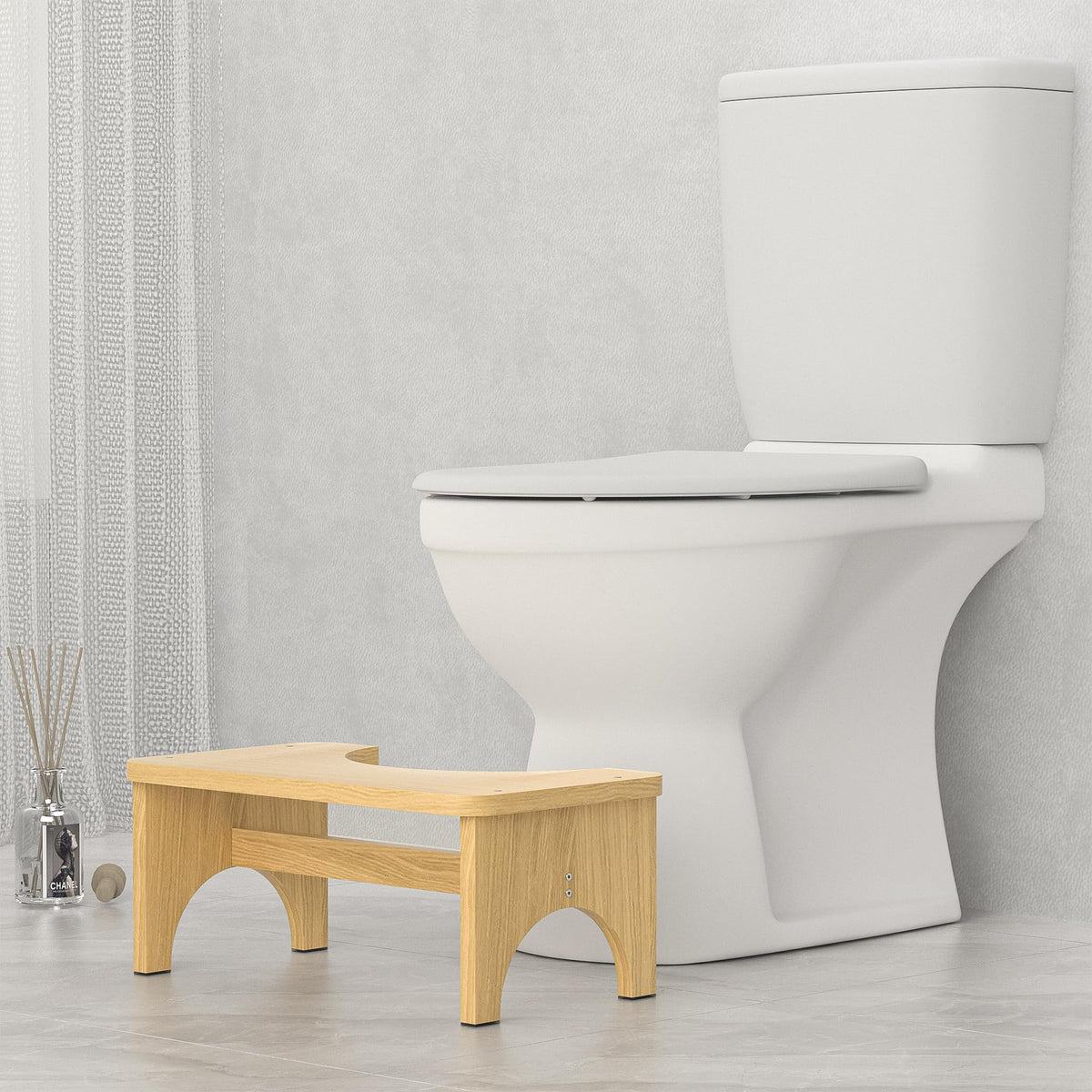 Bamboo Squatting Potty for Adult Toilet Stool, 6.5 Inch Non-Slip Toilet Poo Stool Adult, Kids Aid and Seniors, Original Simple Design