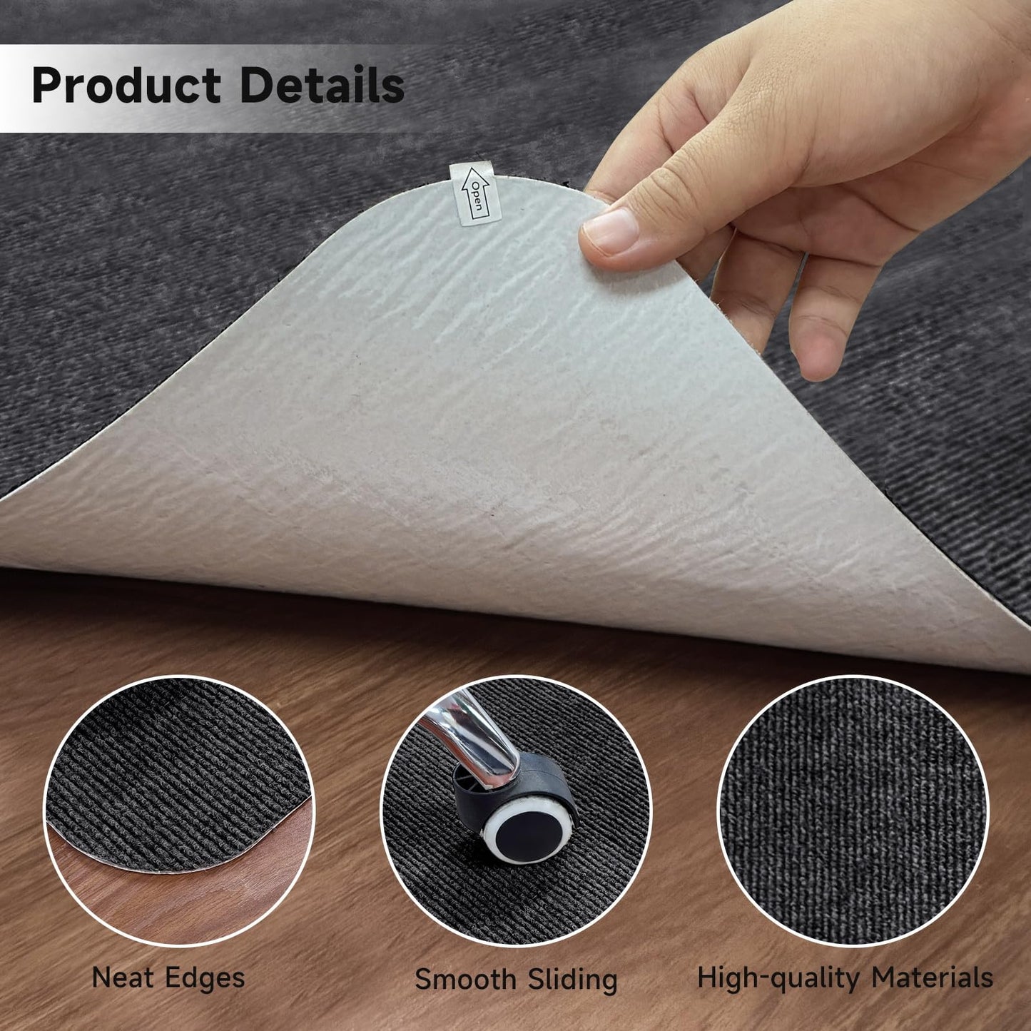 SHAREWIN Office Chair Mats for Hardwood Floor, Dark Gray 47"x36" Computer Chair Rug, Under Desk Mat, Large Anti-Slip Floor Protector for Home, Office