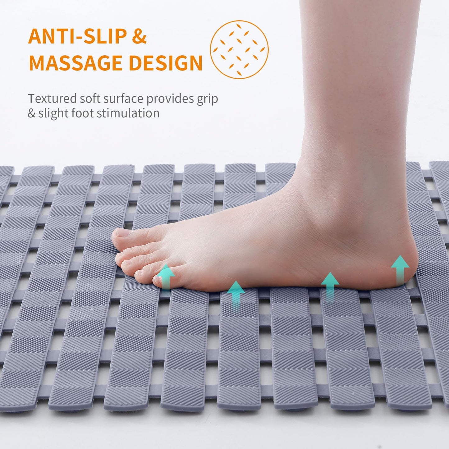 Smiry Shower Bath Mat Non Slip, Quick Drying for Inside Shower, 40 x 100 cm