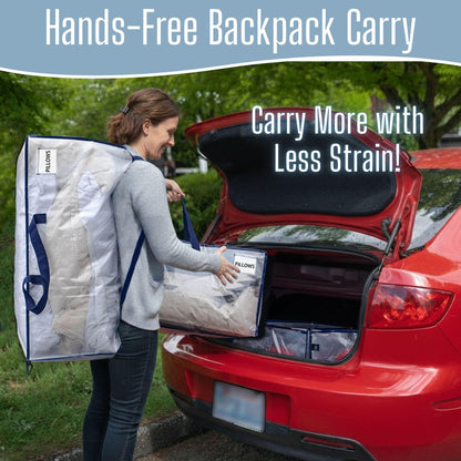 VENO 4 Pack Heavy-Duty Moving Bags Extra Large W/Backpack Straps, Moving House Essentials, Strong Handles & Zips, Clothes Storage, Packing