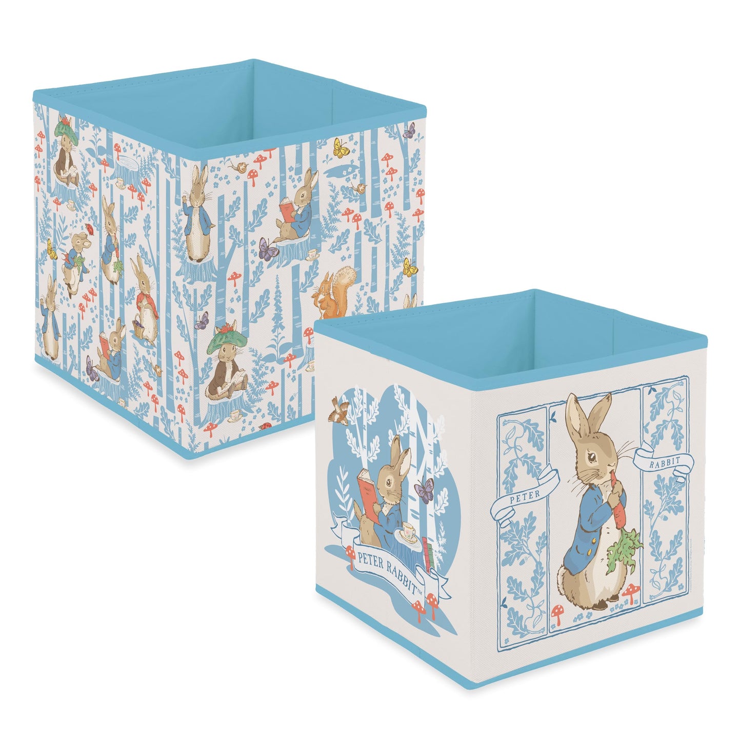 Robert Frederick Peter Rabbit Fabric Storage Cubes – Pack of Two, Large, Blue & White