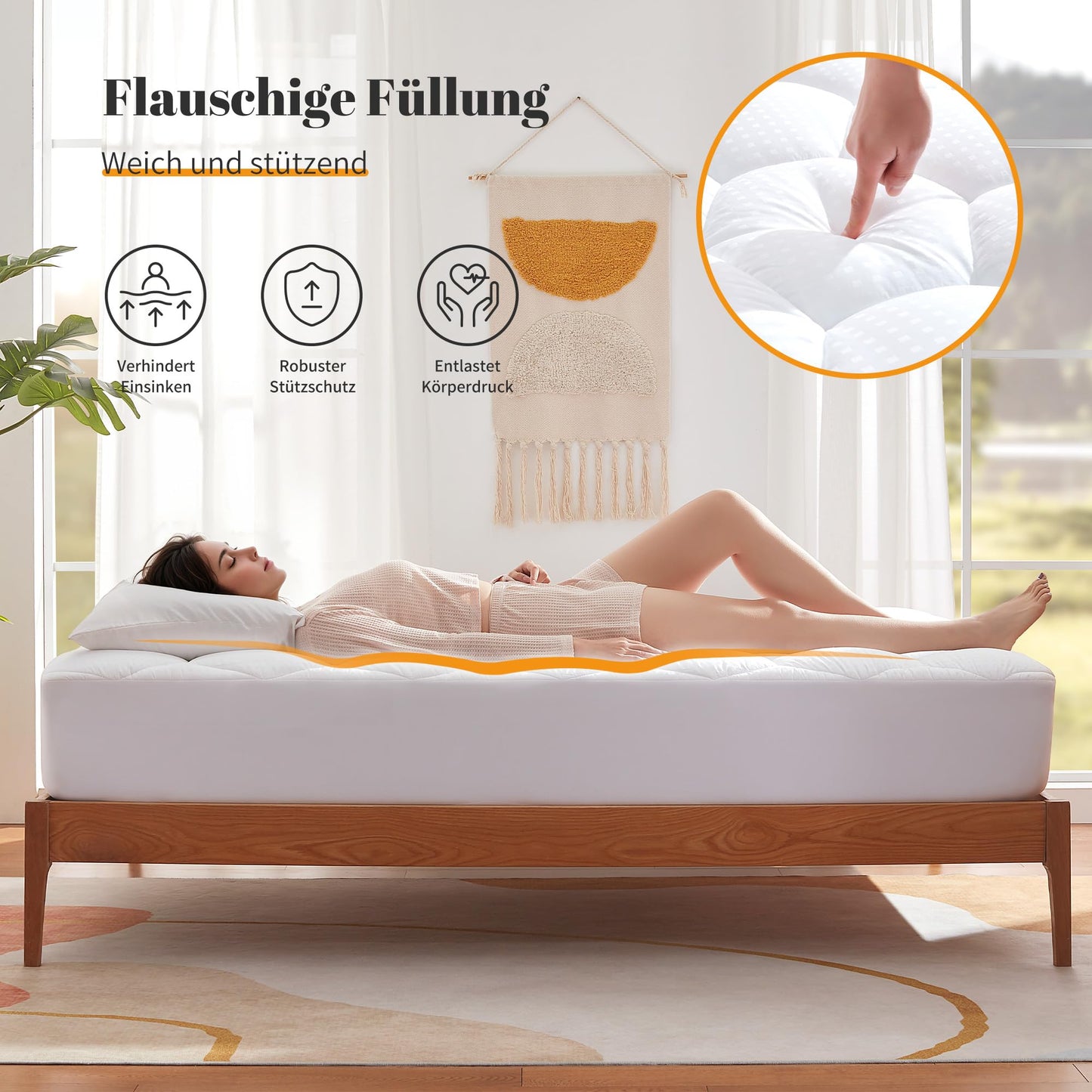 Sonive Mattress Protector 180 x 200 cm, Mattress Protector Covers for Mattress Toppers up to 38 cm, Oeko-Tex Certified Mattress Topper, Grey
