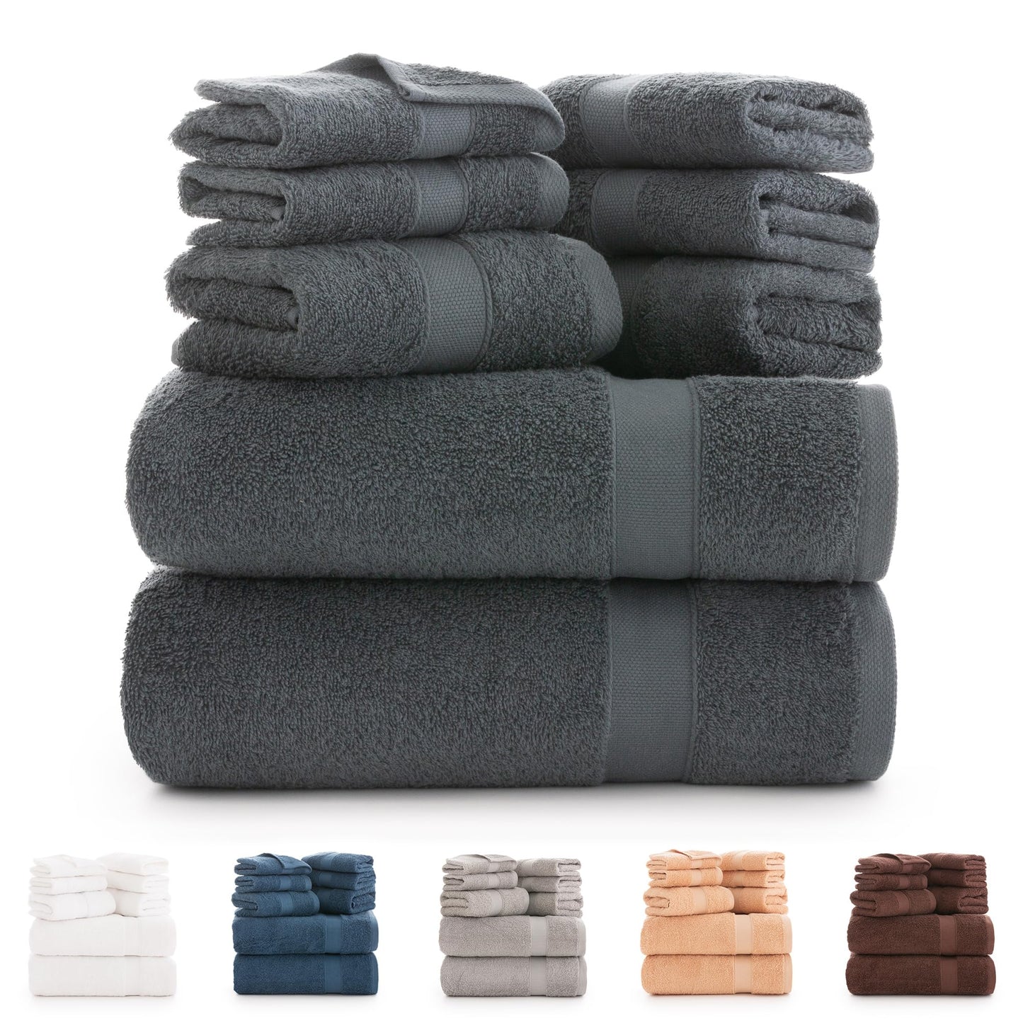 Todocama - 8 Piece Bath Towel Set 100% Cotton (550 GSM) Extra Soft, High Absorbent and Quick Drying, 2 Bath Towels, 2 Hand Towels and 4 Face Towels