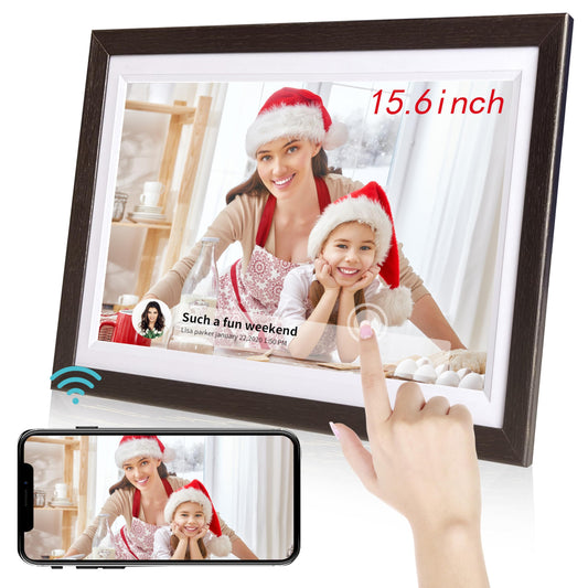 BYYBUO 32GB 15.6 inch WiFi Digital Picture Frame 1920x1080 FHD Large Smart Digital Photo Frame IPS Touch Screen Auto-Rotate Wall Mountable Share
