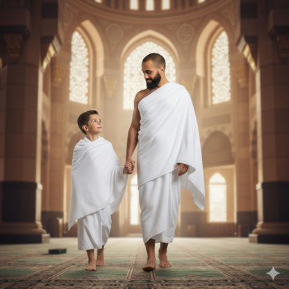 taj Kids Ehram for 10-13 Years - Hajj and Umrah Essentials - Ihram for Umrah Men - 2 Towels White - Hygienic Natural 100% Pure Combed Cotton Towels