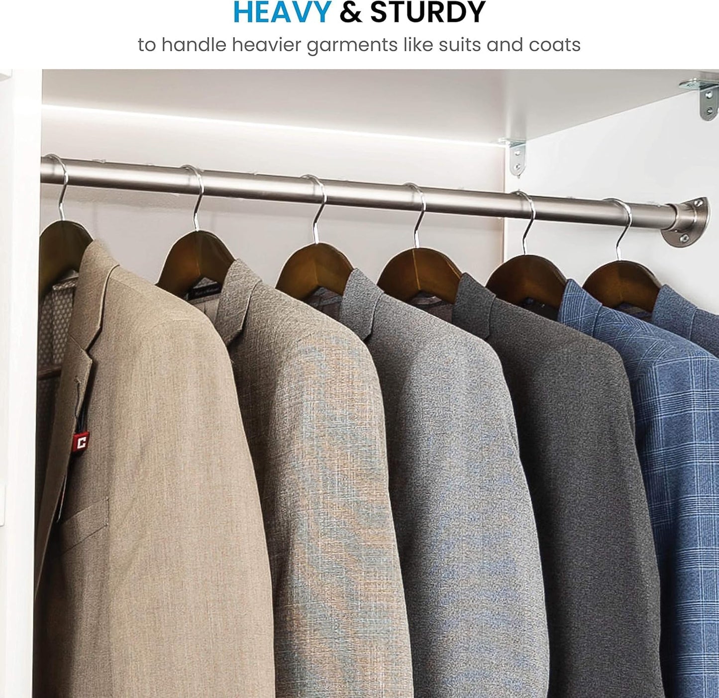 High-Grade Wooden Hangers - Set of 6 - Heavy-Duty Coat Hangers with Wide Shoulders