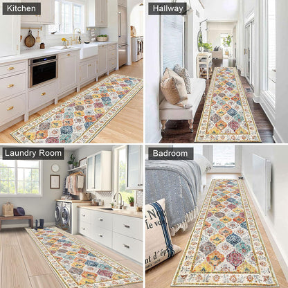 SHACOS Runner Rugs for Hallway Non Slip 60 x 240 cm Extra Long Hallway Hall Runner Vintage Distressed Area Rugs Washable Kitchen Floor Carpet Runner