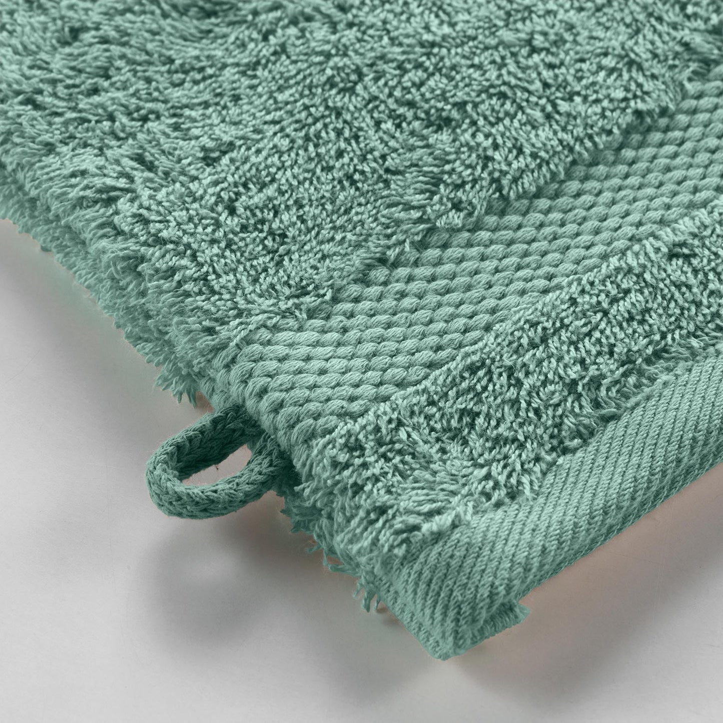 Douceur d'Intérieur, Elegance Celadon 2 Wash Mitts (15 x 21 cm) 100% Cotton Plain