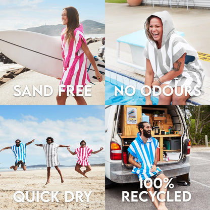 Dock & Bay Adult Beach Poncho - Hooded Towel with Deep Pockets - for Beach & Pool - Super Absorbent, Quick Dry - Bondi Blue, Large 105x80cm, 41x31