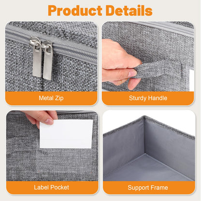 Dntorx 2 Pack 50L Underbed Storage Boxes with Lids, Grey Linen