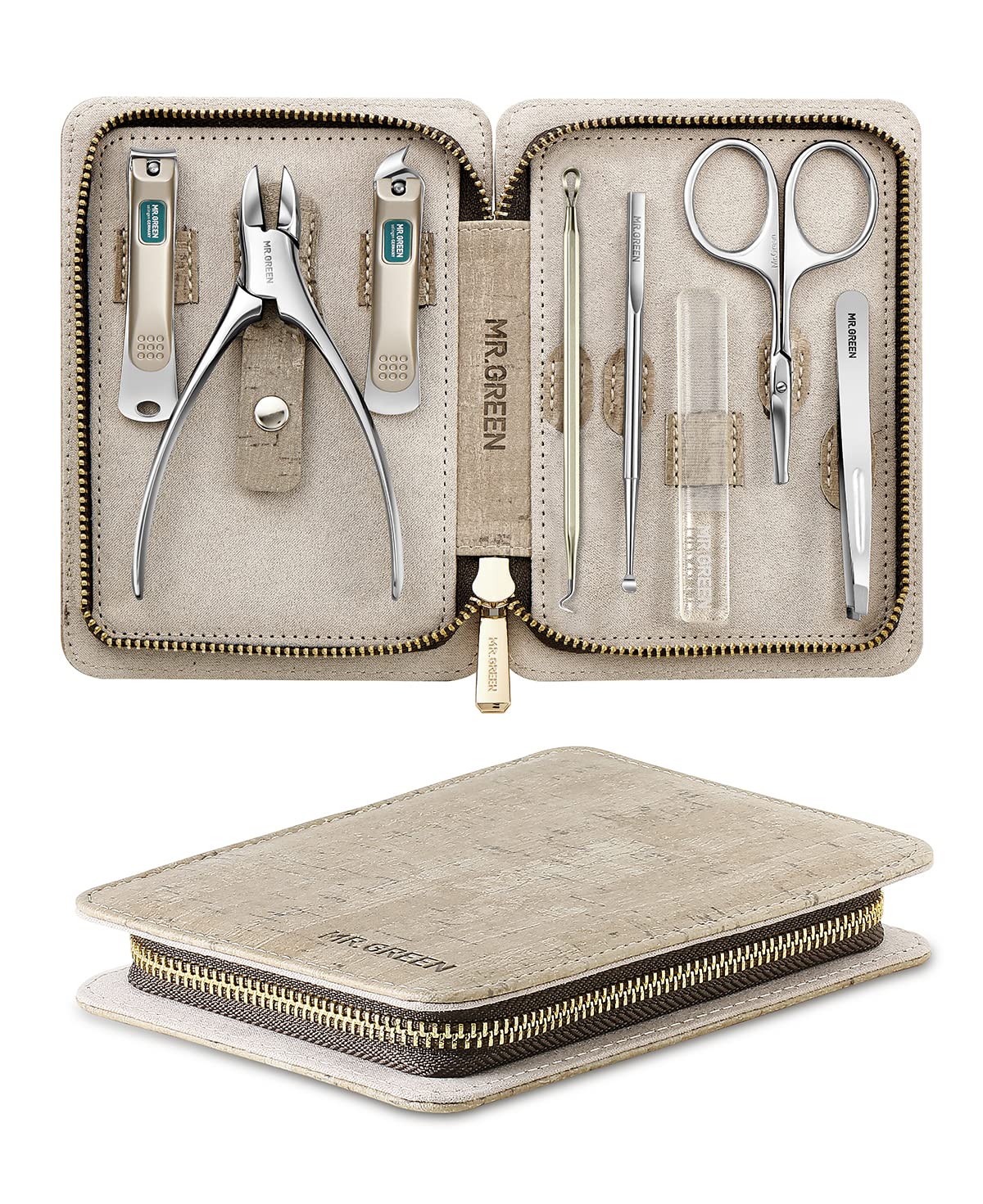 MR.GREEN 8 in 1 Manicure Set Pedicure Kit, German Stainless Steel Nail Clippers Set, Professional Nail Cutters with Exquisite Travel Case for Men and