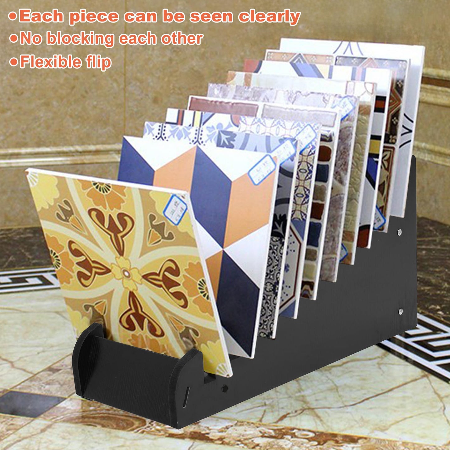 10-Tier Tile Sample Display Stand, Wooden Tile Sample Storage Rack, Floor Tile Display Stand, Building Material Display Shelf