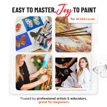 Professional Oil Paint Set for Artists - 8 x 50ml Large Tubes - Non-Toxic Artist Oil Paints. Highly Pigmented, Lightfast Oil Colour Paints, Creamy