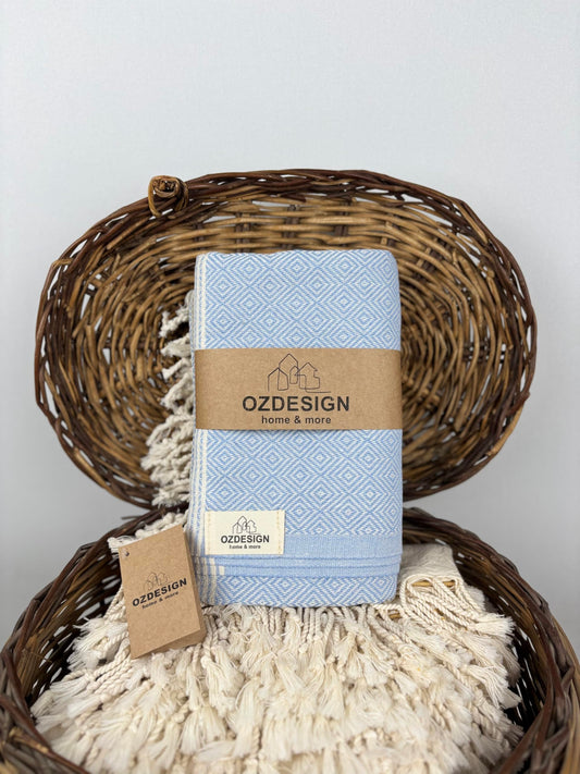 OZDESIGN DILAY Turkish Towel ? 100% Cotton Peshtemal, 100x180 cm ? Quick Dry, Lightweight, Highly Absorbent Hammam Towel for Bath, Beach, Spa & Travel
