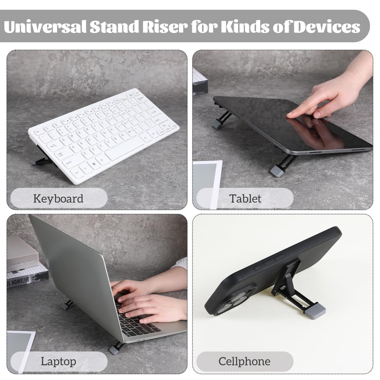 2 Pcs Portable Keyboard Riser, Three Tilt Angle Adjustable Foldable Invisible Laptop Riser, Zinc Alloy Mini Laptop Stand