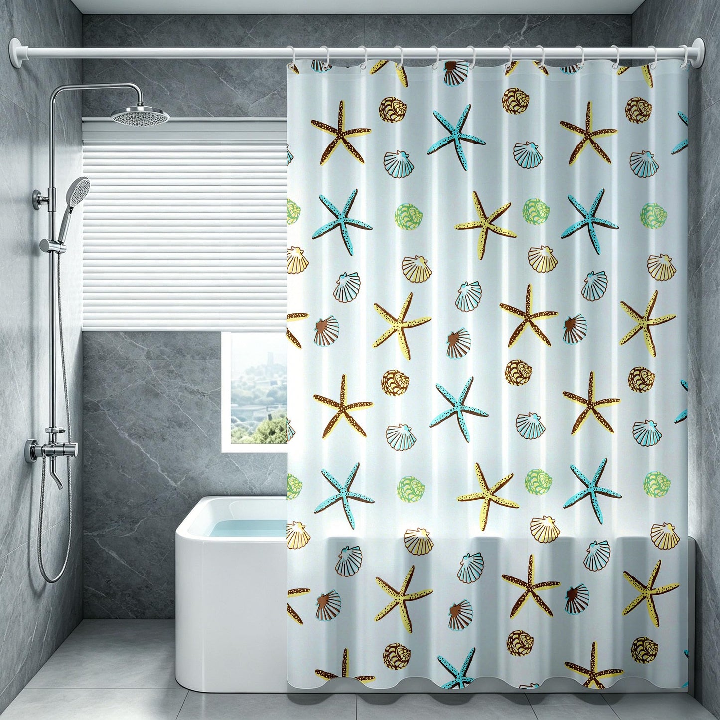 Vllcsla Shower Curtains Mould Proof Resistant Bathroom 220drop, 180x220 cm, Blue Extra Long PEVA Bathroom Bathtub Curtains