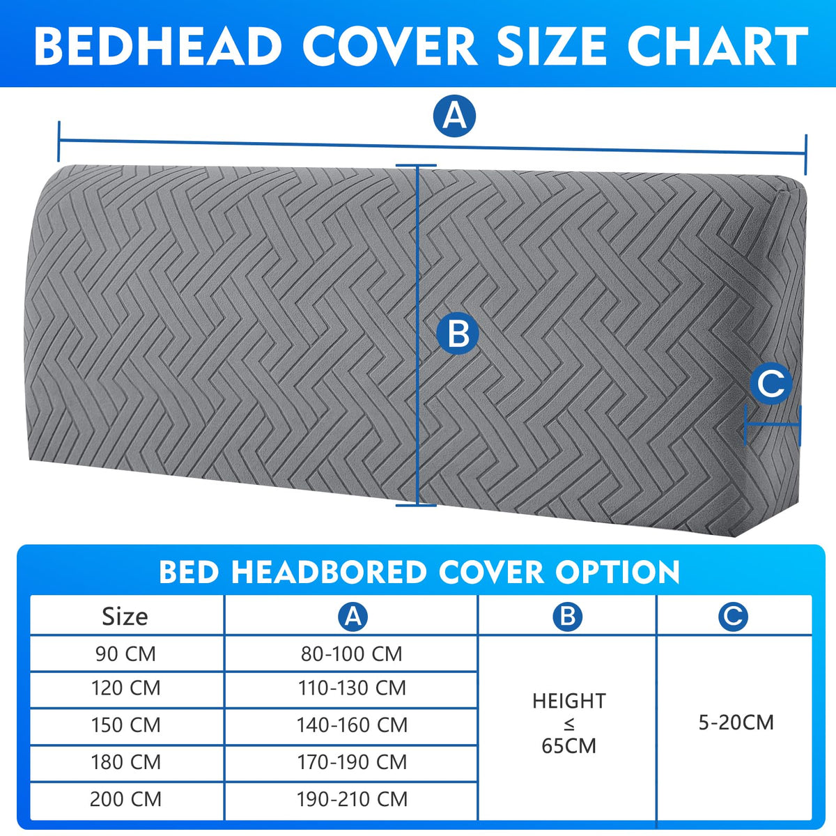 CYCMACO Elastic Bed Headboard Cover, 150 cm, Soft Stretch Bed Headboard Cover, Dustproof Bed Headboard Covers, Modern Bed Headboard Cover, Universal