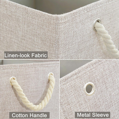 Mangata 4 Pack Storage Cubes for Shelves, Fabric Storage Boxes with Cotton Rope Handles Home Organization