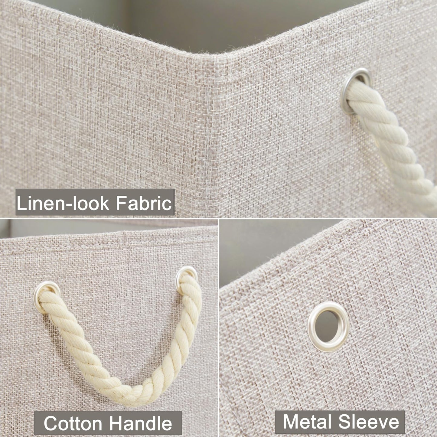 Mangata 4 Pack Storage Cubes for Shelves, Fabric Storage Boxes with Cotton Rope Handles Home Organization