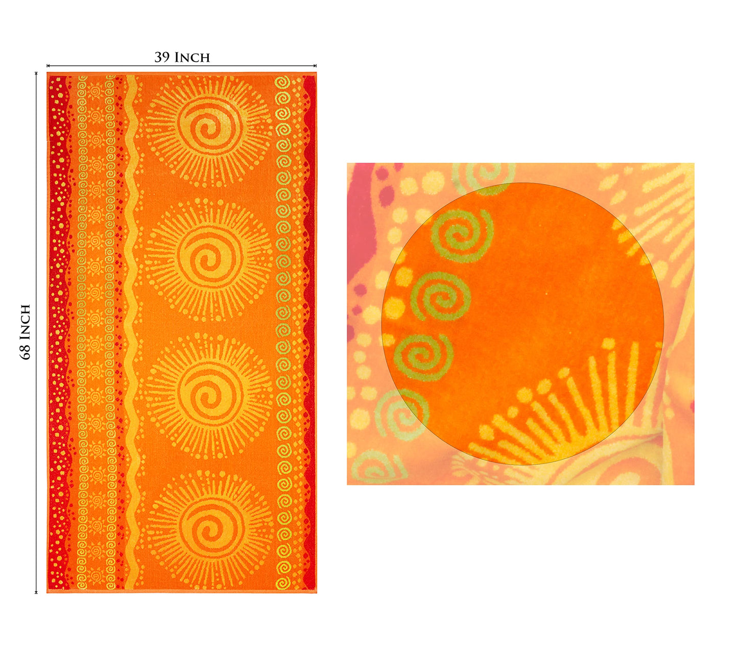 COTTON CRAFT - 2 Pack- Jacquard Double Woven Velour Beach Towel 39x68 Inches-Sunshine Orange Yellow-Thick Plush Luxurious Velour Pile-450 GSM-100%
