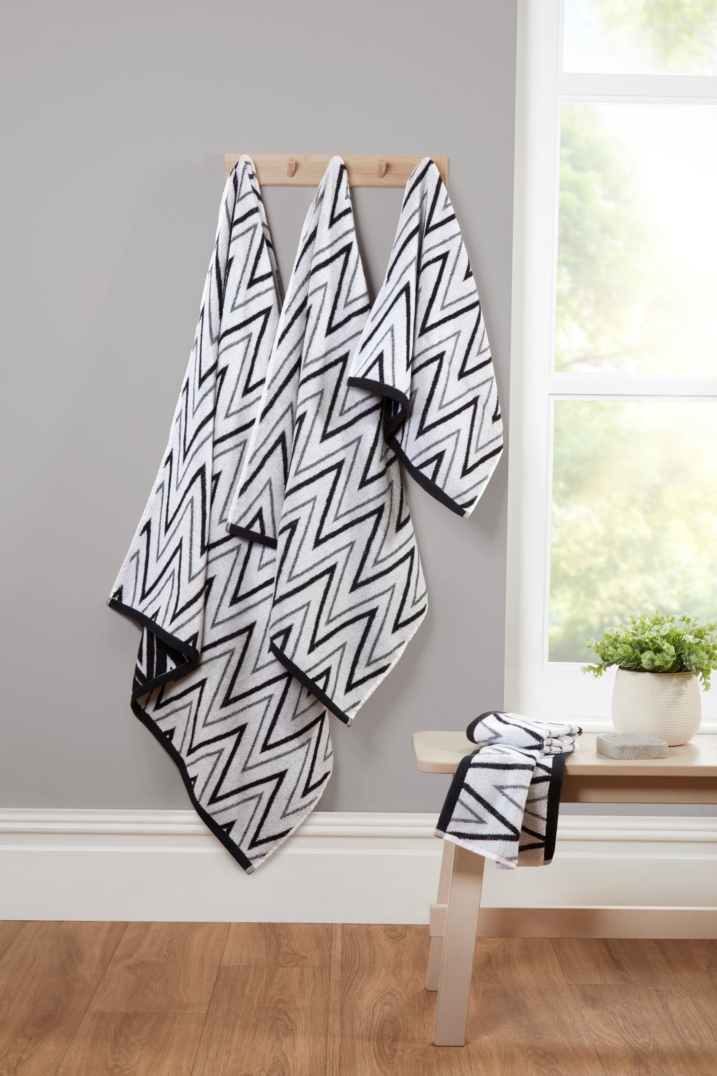 Rapport Home Helix Face Towels 2 Pack, 30x30cm 100% Cotton - Mono Black