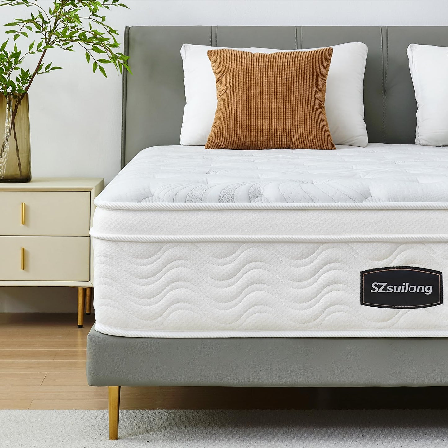 SZsuilong Double Size Mattress, 10.2IN Hybrid Pocket Sprung, Medium Firm