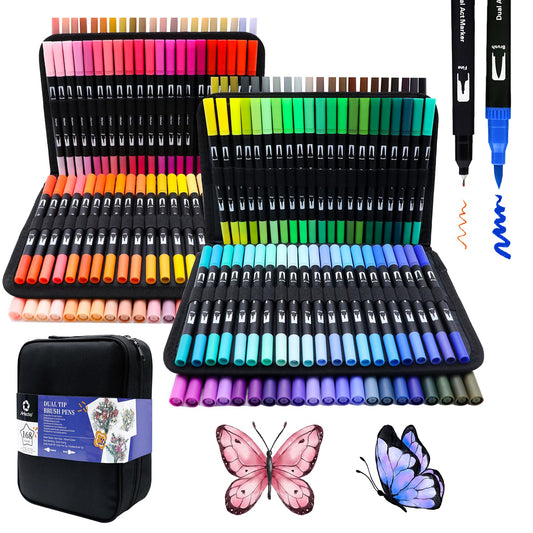 Artecho 168 Dual Tip Brush Pens?Colouring Pens brush pens for Adult?Colouring Books?Calligraphy?Drawing?Sketching, nylon tip for Artists?Beginners