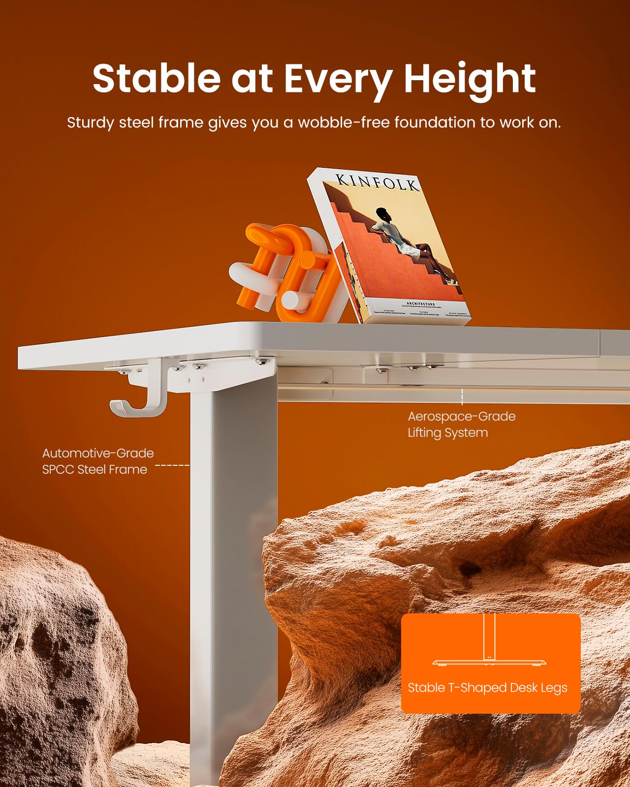 ErGear Electric Standing Desk 120 x 60cm 4 Memory with Splice Board