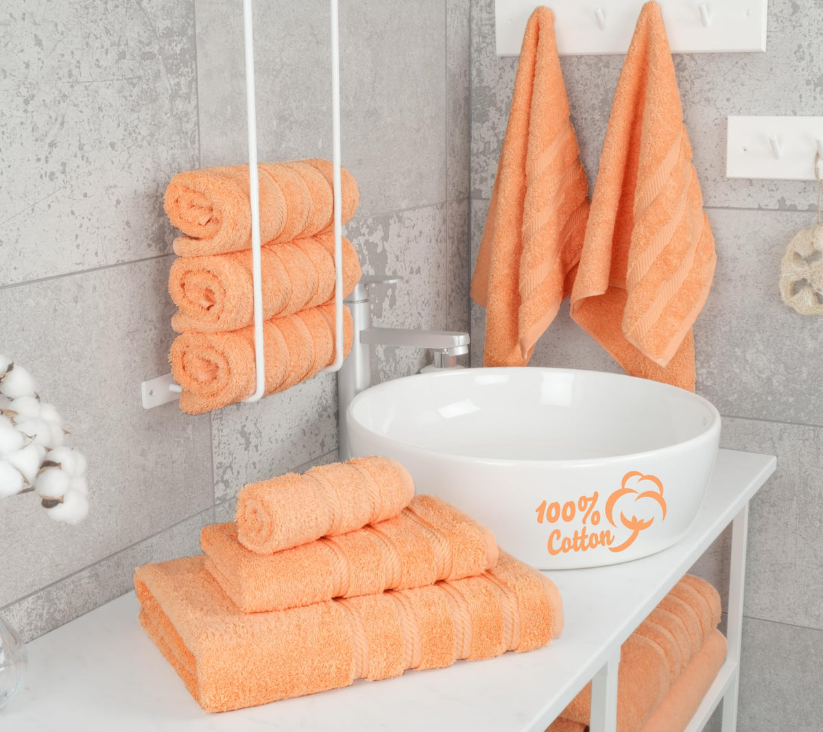 American Soft Linen Luxury 6 Piece Towel Set, 2 Bath Towels 2 Hand Towels 2 Washcloths, 100% Turkish Cotton Towels for Bathroom, Malibu Towel Sets