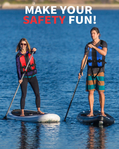 Owntop Buoyancy Aids Adults, Foam Buoyancy Vest Jacket with Crotch Strap Inner Pocket Unisex for Paddleboarding Kayaking Sup Fishing - Red XL/XXL