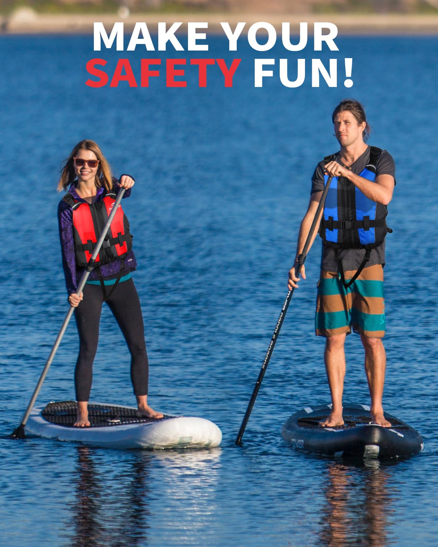 Owntop Buoyancy Aids Adults, Foam Buoyancy Vest Jacket with Crotch Strap Inner Pocket Unisex for Paddleboarding Kayaking Sup Fishing - Red M/L