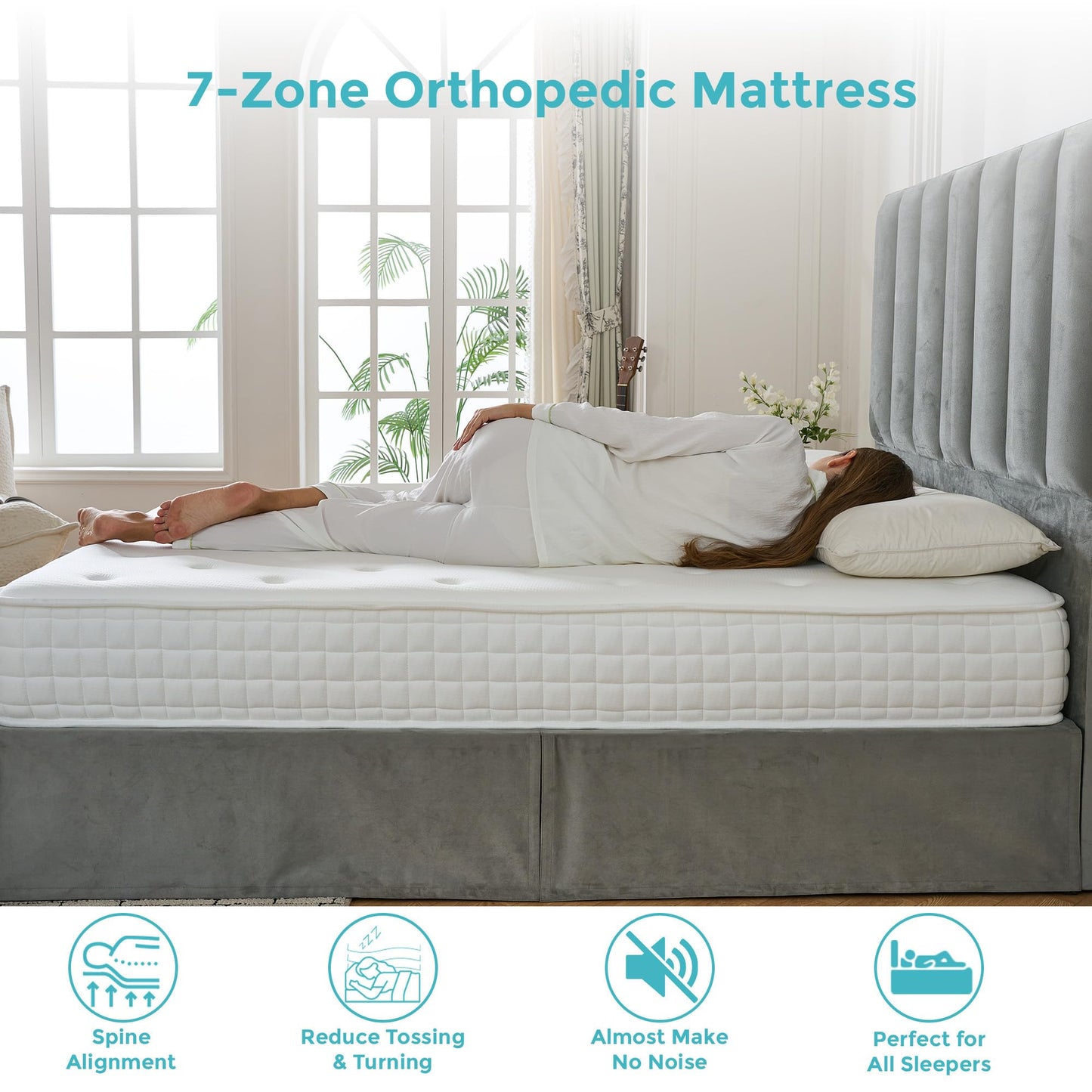 Sana Essentials Small Double Mattress 4FT, 7-Zone Pocket Sprung Foam Support for Comfort, Medium Firm Orthopaedic Design, Motion Isolation