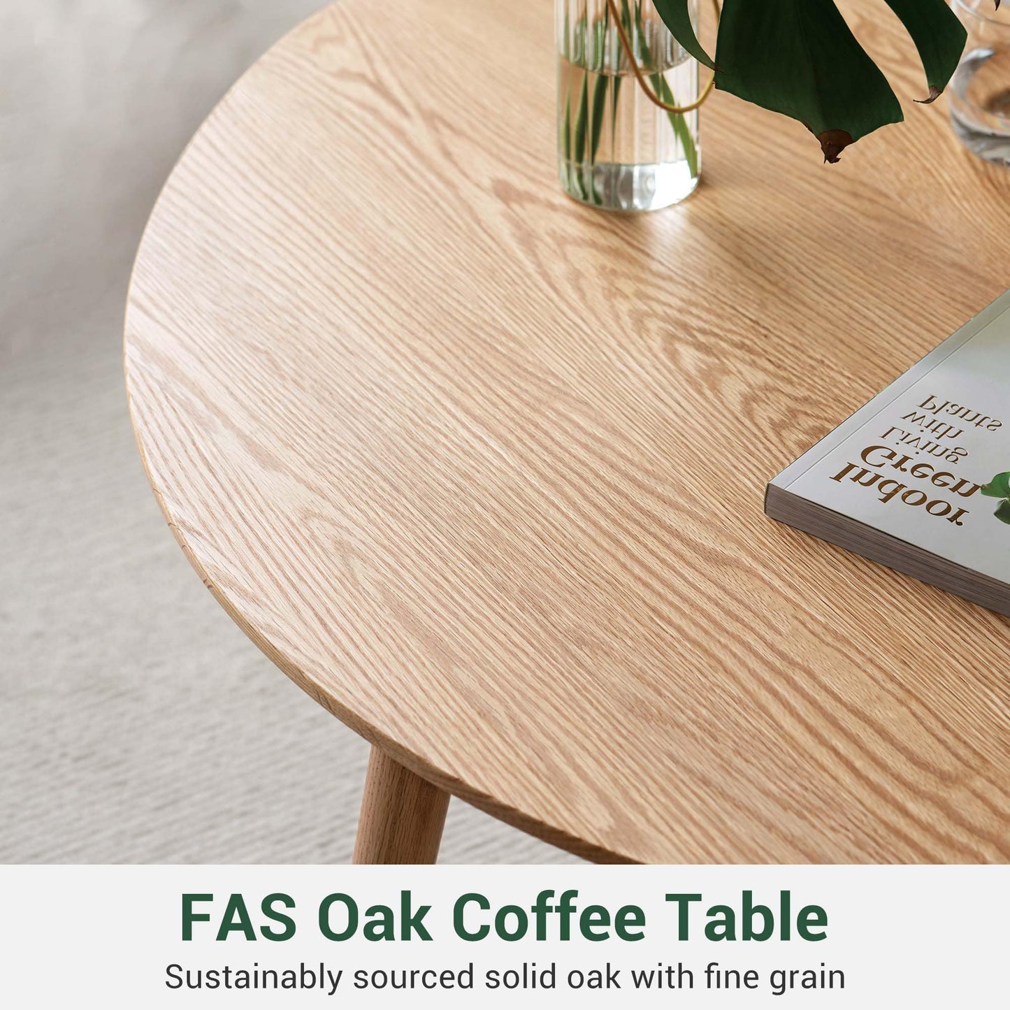 YESWOOD Solid Wood Coffee Table with Pebble Shape Oval Top, Modern Tea Table for Living Room, Bedroom,Balcony,Home Office