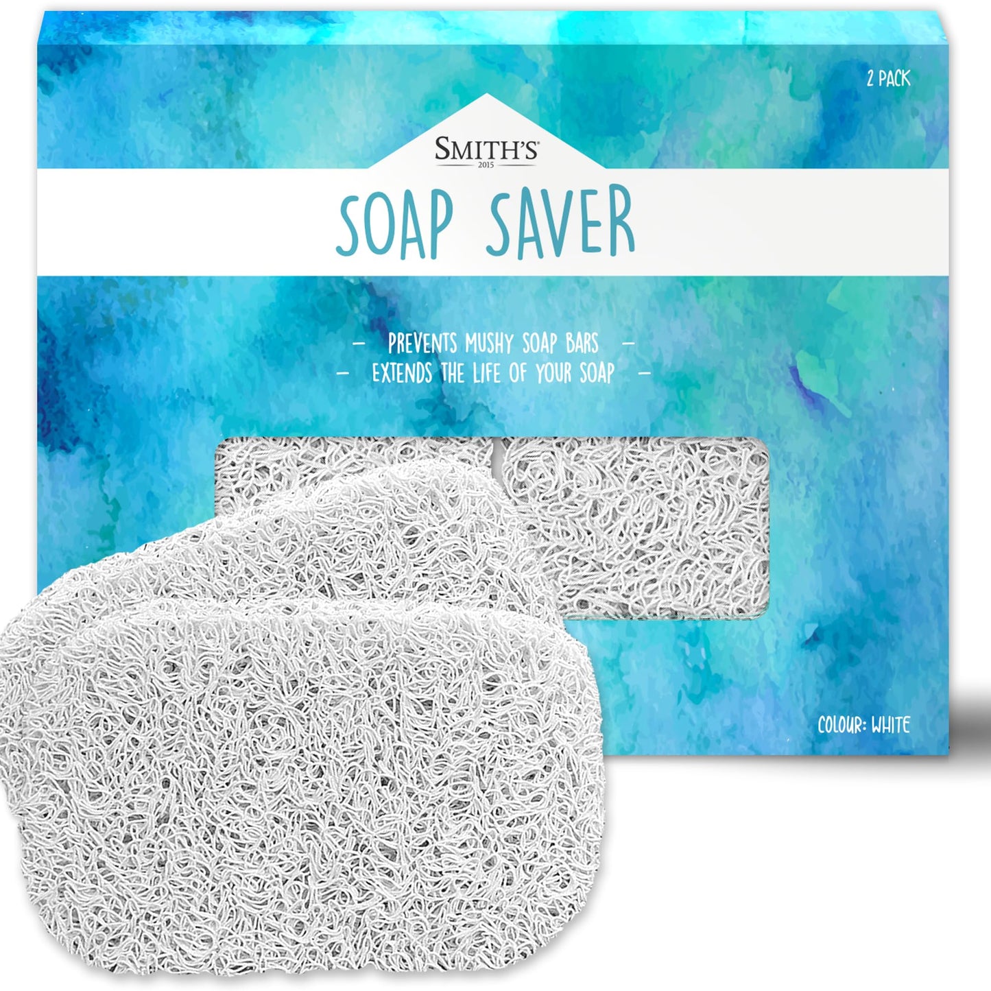 Soap Saver by Smith’s® | Extend Your Soap’s Life | 14 cm (L) x 8 cm (W) x 1.2 cm (H) | White / 2 Pack | 50% Thicker | Enhanced Design