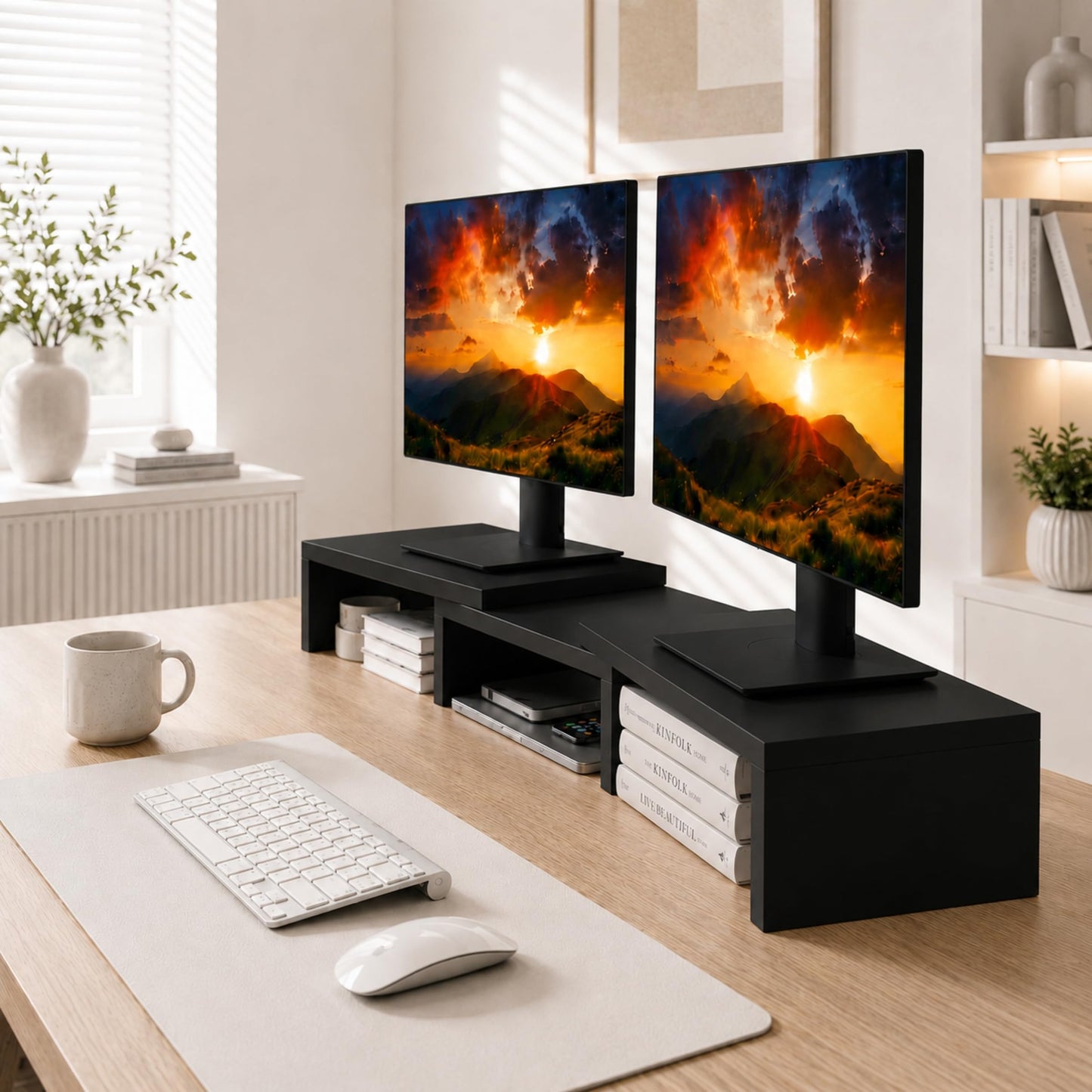 ComfortCove Dual Monitor Stand Riser, Monitor Stand, Black